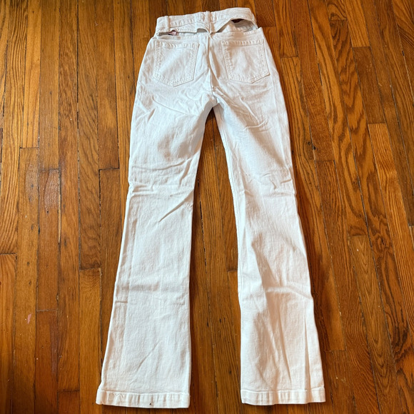 Revice Cutout Flare 70s Retro Jeans White Avalon Size 28 - Picture 6 of 12